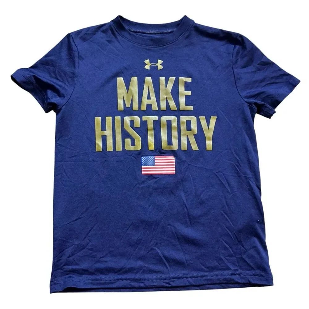 Youth Boys Under Armour Loose Fit Make History Patriotic Graphic Tee Shirt - S